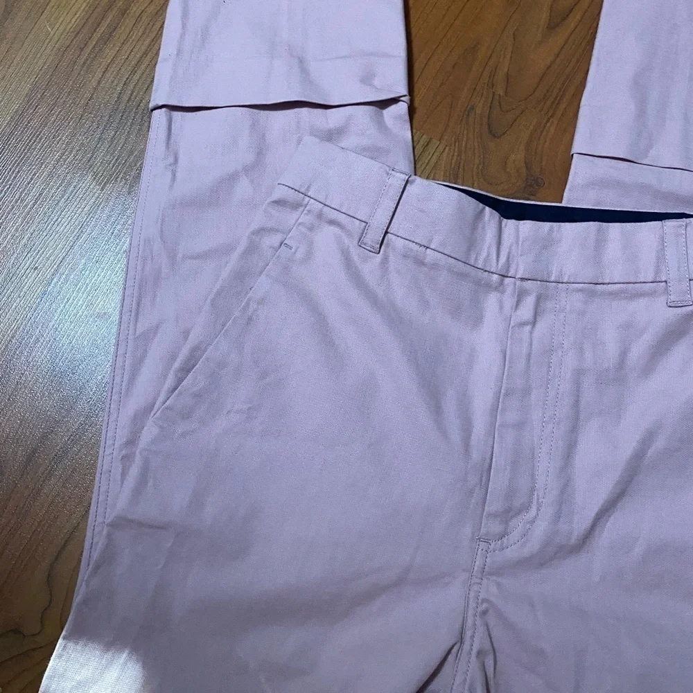 THE SCRIPT New With Tags Claudia Pants rose pink flat front straight leg linen 4